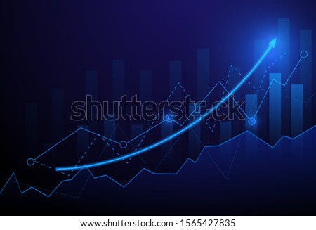 Business candle stick graph chart of stock market investment trading on blue background. Bullish point, Trend of graph. Eps10 Vector illustration.