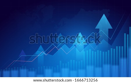 Business candle stick graph chart of stock market investment trading on blue background. Bullish point, Trend of graph. Eps10 Vector illustration.