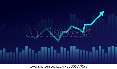 Business candle stick graph chart of stock market investment trading on blue background. Bullish point, Trend of graph. Eps10 Vector illustration