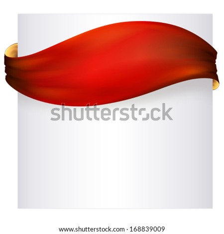 red ribbon banner , vector drawing