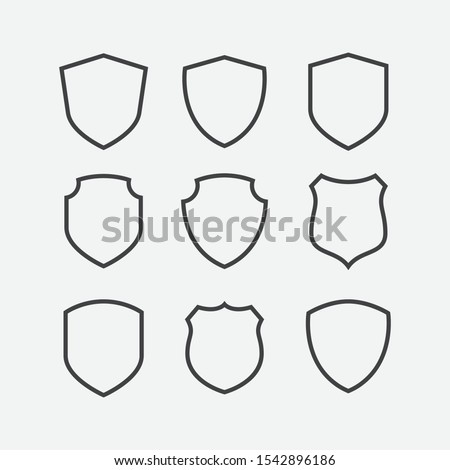 Simple security icon set in linear style, shield linear icon set, Vector simple shield icon set, Filled flat sign, Protection shield symbol icon set, shield vector illustration
