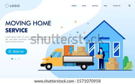 Moving home service landing page website website illustration flat design 