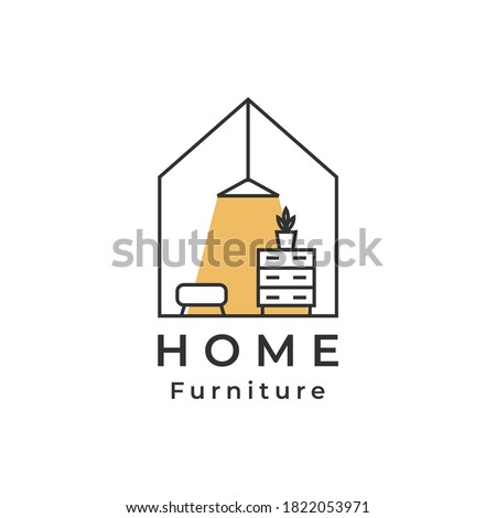 House logo, lamp, drawer shelf, home Furniture logo designs concept vector, Furniture logo template