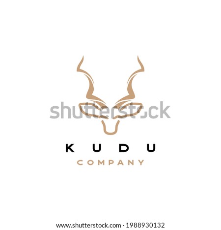 Kudu line art logo design vector