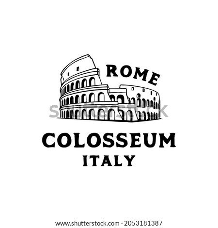 Vector logo of the city of Rome, Italy. Colosseum logo design vector illustration