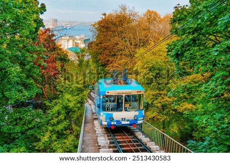 Similar – Image, Stock Photo View of the funicular cableway in the viewpoint of Sugar Loaf.