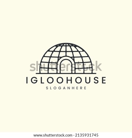 igloo house line art style logo icon template design.ice,igluit, vector illustration