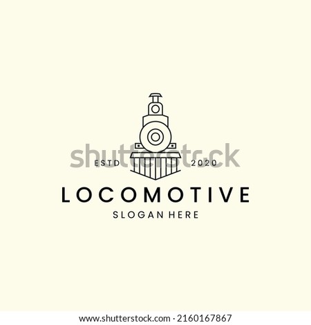 locomotive with linear style logo icon template design. train, transportation , railway, vector illustration