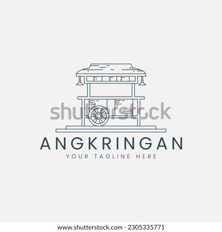 angkringan cart line art logo vector illustration template design