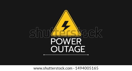 the banner of a power cut with a warning sign the one is on the solid black background.