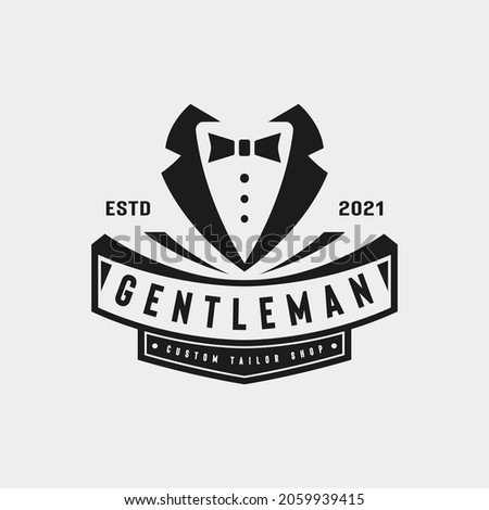 Fashion wear for men, tuxedo tailor vintage logo design