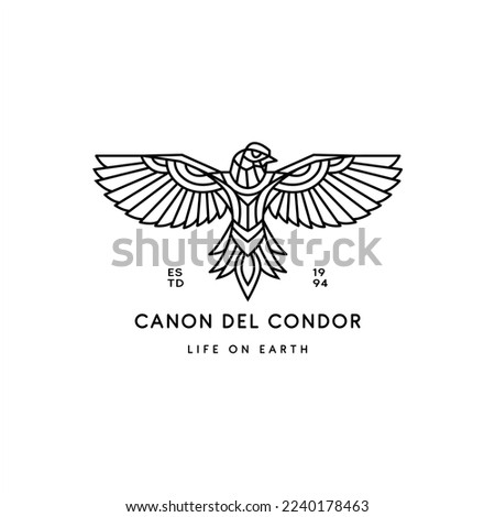 eagle bird canon del condor with line art style logo design