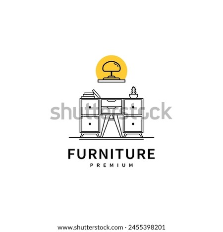 home furniture logo design with Drawer shelf and Hanging Lamp 2