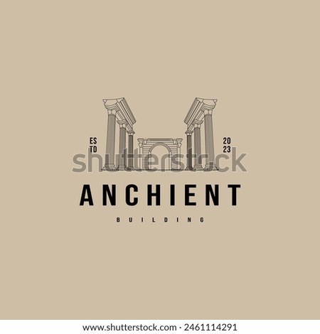 Anchient pillar greek rome illustration for historical building logo design