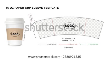 Coffee cup sleeve die cut template for 16 oz