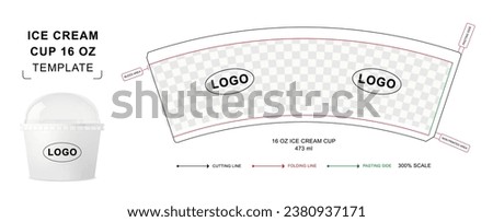 Ice cream cup die cut template 16 oz