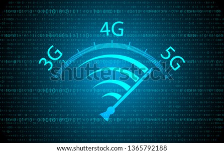 digital abstract background with internet speed development from 3g, 4g to 5g. the most high speed internet. 