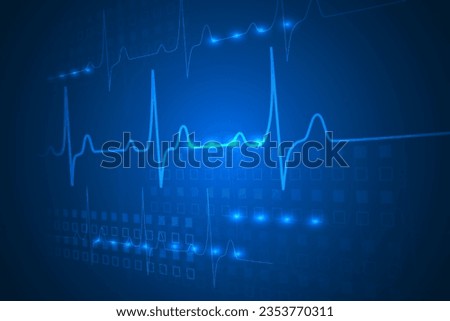 Normal heartbeat lines digital technology abstract background.