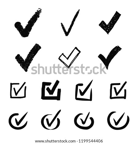 Vector collection of hand drawn check (V) signs isolated on white background Foto stock © 