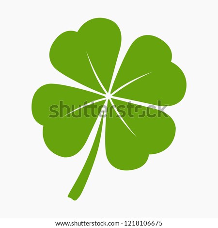 Vector flat style illustration of St. Patrick's day green lucky clover leaf isolated on white background