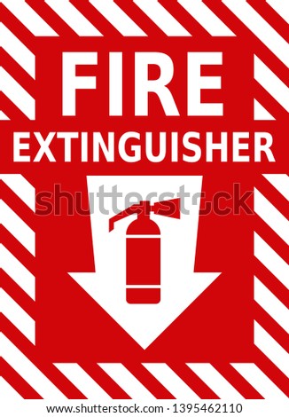 Vector high quality fire extinguisher sign with icon and arrow - official international version