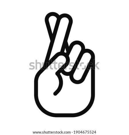 Vector line illustration of finger crossed human hand isolated  