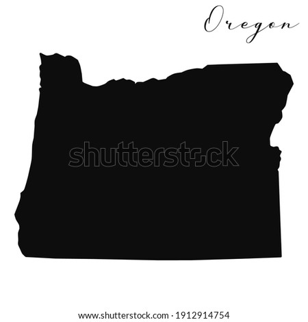 Oregon black silhouette vector map. Editable high quality illustration of the American state of Oregon simple map