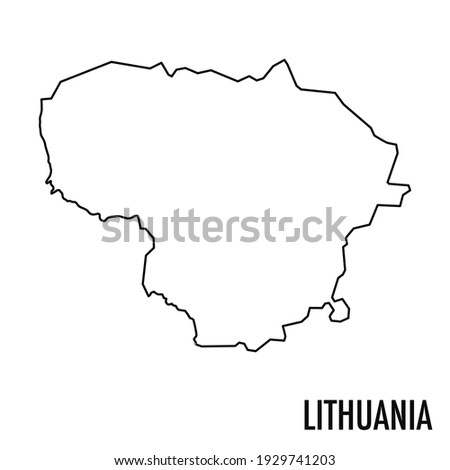 Vector hand drawn simple style illustration line contour drawing of the map of Lithuania isolated on white background