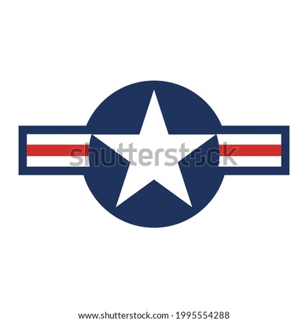 United states army air force star logo in white, red and blue. Vector illustration of the WW2 USAAF star symbol isolated on white background