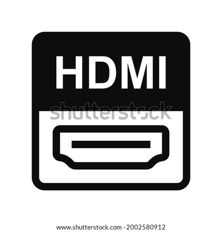 HDMI vector black icon isolated on white background. High quality flat style modern illustration of the symbol of high definition cable