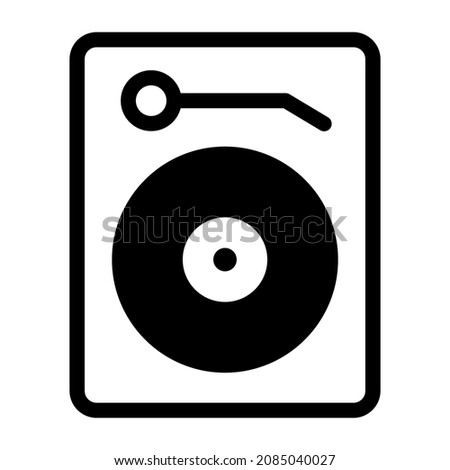 Vector high quality LP record player line icon isolated on white background. Music home entertainment concept illustration