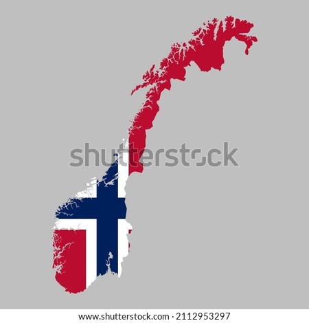 Norway flag inside the Norwegian map borders vector illustration 