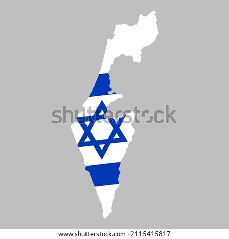 Israel flag inside the Israeli map borders vector illustration 