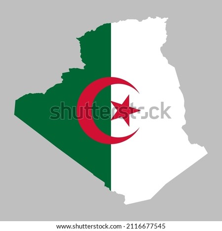 Algeria flag inside the Algerian map borders vector illustration 
