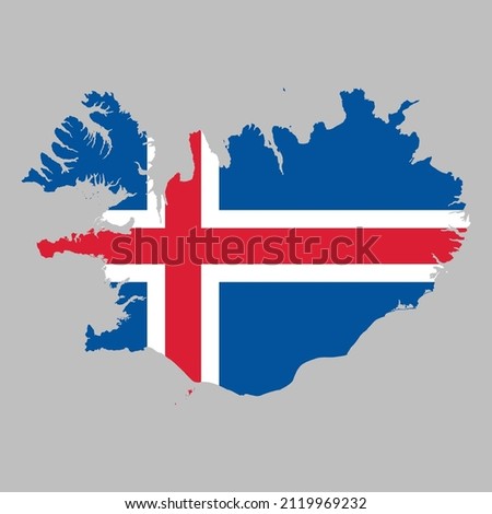 Iceland flag inside the Icelandic map borders vector illustration 