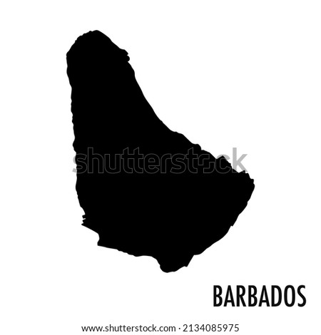 Vector high quality map of the Caribbean state of Barbados - Simple black silhouette high quality Barbados map