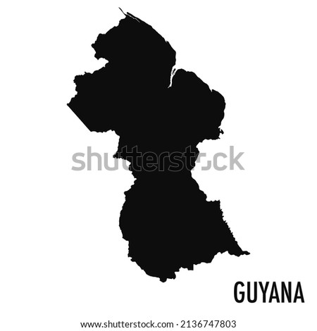 Vector high quality map of the American state of Guyana - Simple black silhouette high quality Guyana map