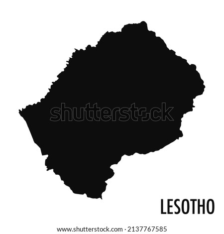 Vector high quality map of the African state of Lesotho - Simple black silhouette high quality Lesotho map