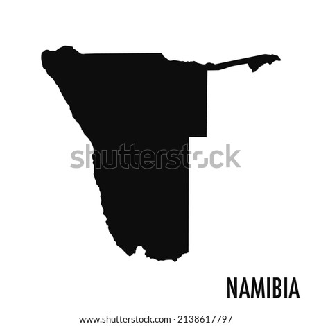 Vector high quality map of the African state of Namibia - Simple black silhouette high quality Namibian map