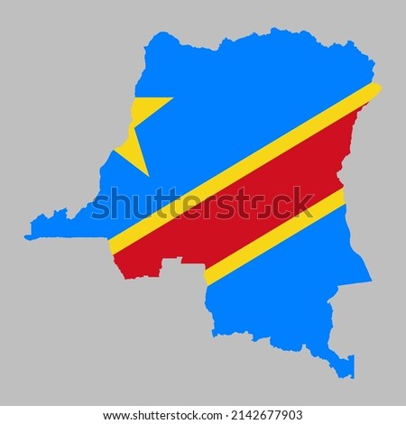 Democratic Republic of the Congo flag inside the DRC map borders vector illustration 
