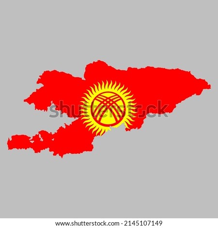 Kyrgyzstan flag inside the Kyrgyzstan map borders vector illustration 