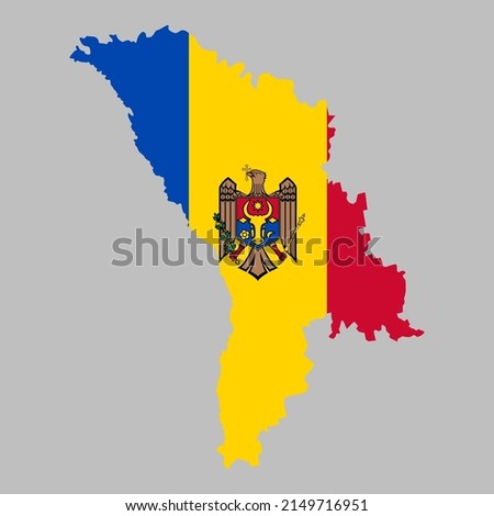Moldova flag inside the Moldovan map borders vector illustration