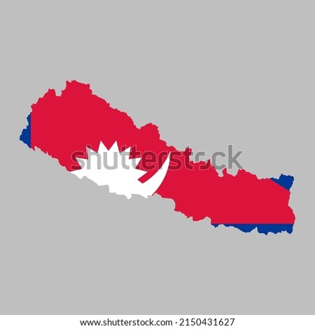 Nepal flag inside the Nepalese map borders vector illustration 