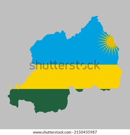 Rwanda flag inside the Rwandan map borders vector illustration