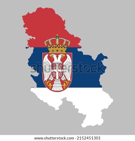 Serbia flag inside the Serbian map borders vector illustration 