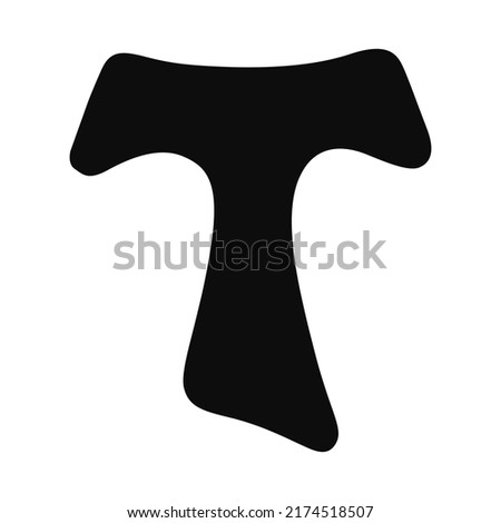 Christian Tau cross vector icon - Franciscan capuchin friars symbol isolated on white