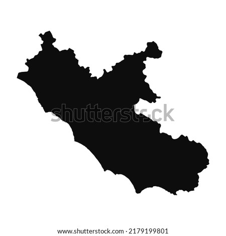 Map of Lazio high quality vector illustration - Hand made black silhouette drawing of Lazio region borders