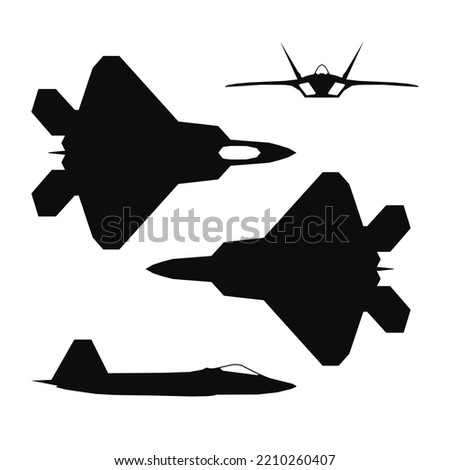 Vector illustration silhouette of the multirole aircraft F-22 A Raptor isolated 