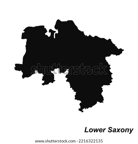 Vector high quality map of the German federal state of Lower Saxony - Black silhouette map isolated on white