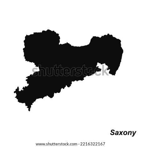 Vector high quality map of the German federal state of Saxony - Black silhouette map isolated on white